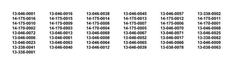Parcel Numbers